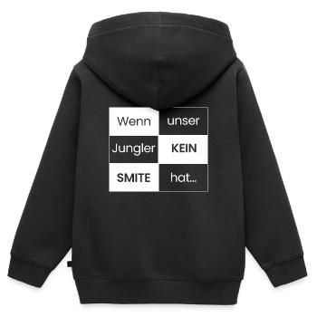 Wenn der Jungler kein SMITE hat - Kinder Premium Organic Zip Hoodie - Schwarz - Hinten - AI Model Kid Male (0cm)