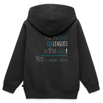 Oui, mes collègues l’ont acheté pour moi. - Sweat Premium à capuche zippé enfant bio - noir - Dos - AI Model Kid Male (0cm)