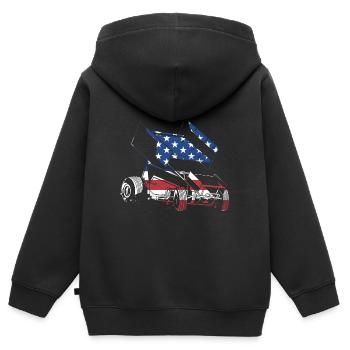 Sport Us Flag Sprint Car Racing - Kinder Premium Organic Zip Hoodie - Schwarz - Hinten - AI Model Kid Male (0cm)