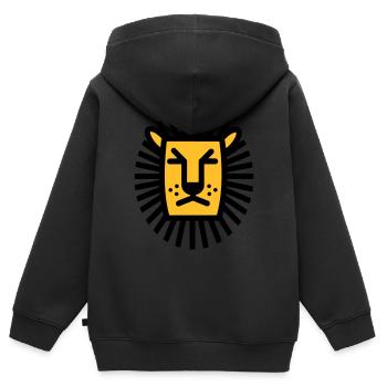 Lion - Löwe - Strichzeichnung - Kinder Premium Organic Zip Hoodie - Schwarz - Hinten - AI Model Kid Male (0cm)