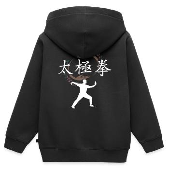 Tai Chi Chaun - Taijiquan - Schattenboxen - Kinder Premium Organic Zip Hoodie - Schwarz - Hinten - AI Model Kid Male (0cm)