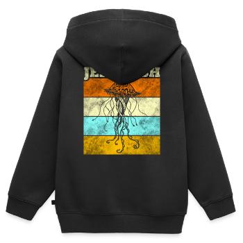 Qualle - Kinder Premium Organic Zip Hoodie - Schwarz - Hinten - AI Model Kid Male (0cm)