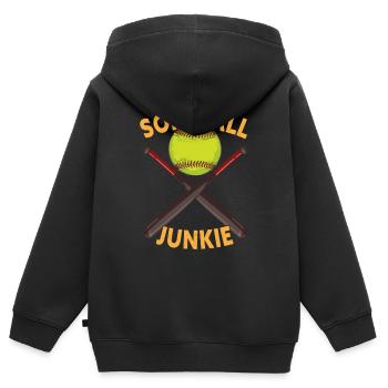 Softball Junkie - Softball Player Softball Coach - Sweat Premium à capuche zippé enfant bio - noir - Dos - AI Model Kid Male (0cm)
