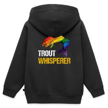 Truite Chuchoteur Truite Pêche Pêcheur Truite - Sweat Premium à capuche zippé enfant bio - noir - Dos - AI Model Kid Male (0cm)