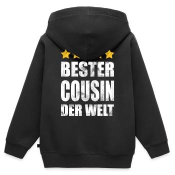 Bester Cousin Der Welt Vintage - Kinder Premium Organic Zip Hoodie - Schwarz - Hinten - AI Model Kid Male (0cm)