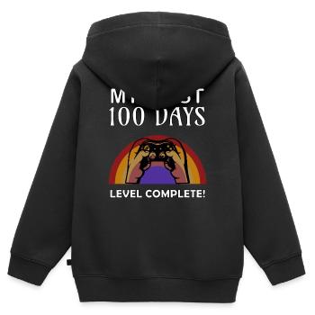 My first 100 days - done! - Kids Premium Organic Zip-up Hoodie - black - Back - AI Model Kid Male (0cm)