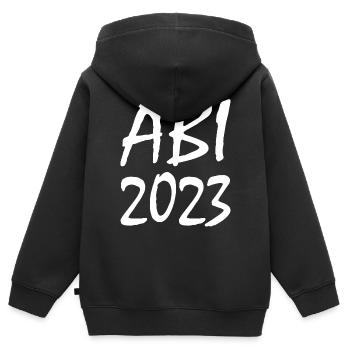 Abi 2023 - Kinder Premium Organic Zip Hoodie - Schwarz - Hinten - AI Model Kid Male (0cm)