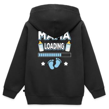 Maman Chargement Maman Mères Maman Maman Fête des mères - Sweat Premium à capuche zippé enfant bio - noir - Dos - AI Model Kid Male (0cm)