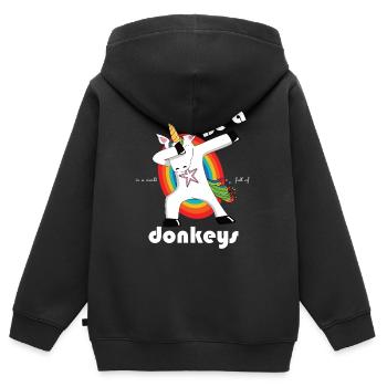 Be a unicorn in a world full of donkeys - dabbend - Kids Premium Organic Zip-up Hoodie - black - Back - AI Model Kid Male (0cm)