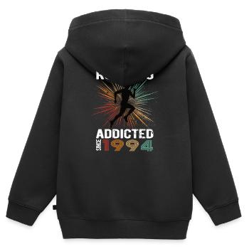 Running Vintage Running Addicted runner jogger 1994 - Sweat Premium à capuche zippé enfant bio - noir - Dos - AI Model Kid Male (0cm)