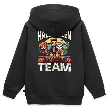 Drôle de costume de zombie joyeux d’Halloween pour les groupes - Sweat Premium à capuche zippé enfant bio - noir - Dos - AI Model Kid Male (0cm)