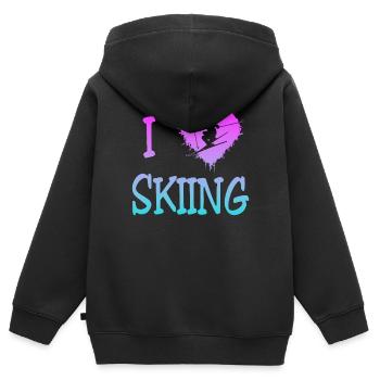 Skiing - Ski - Kinder Premium Organic Zip Hoodie - Schwarz - Hinten - AI Model Kid Male (0cm)
