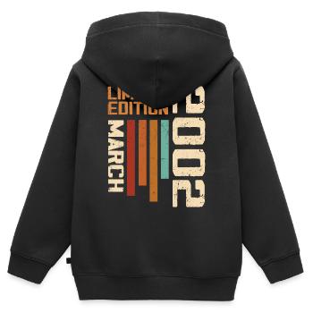 März 2002 Jubiläum 2002 Retro 2002 März - Kinder Premium Organic Zip Hoodie - Schwarz - Hinten - AI Model Kid Male (0cm)