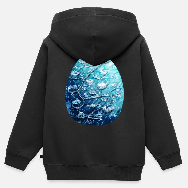 Oeuf de dragon bleu - Sweat Premium à capuche zippé enfant bio - noir