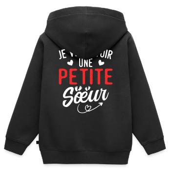 Ich werde eine kleine Schwester haben - Kinder Premium Organic Zip Hoodie - Schwarz - Hinten - AI Model Kid Male (0cm)