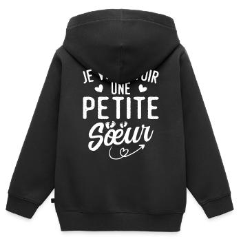 Ich werde eine kleine Schwester haben - Kinder Premium Organic Zip Hoodie - Schwarz - Hinten - AI Model Kid Male (0cm)