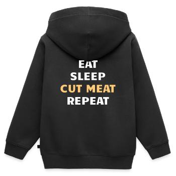BUTCHER: Cut Meat - Kinder Premium Organic Zip Hoodie - Schwarz - Hinten - AI Model Kid Male (0cm)