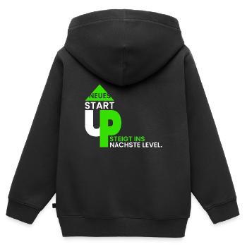 Neues StartUp ins nächste Lvl - Kinder Premium Organic Zip Hoodie - Schwarz - Hinten - AI Model Kid Male (0cm)