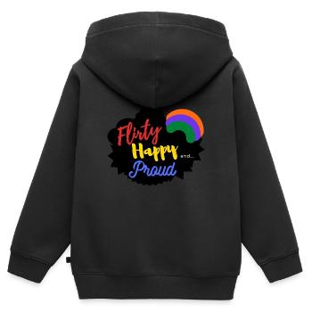 coquet, heureux et fier - Sweat Premium à capuche zippé enfant bio - noir - Dos - AI Model Kid Male (0cm)