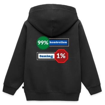 1% Tuning 99% Kontrollen - Kinder Premium Organic Zip Hoodie - Schwarz - Hinten - AI Model Kid Male (0cm)
