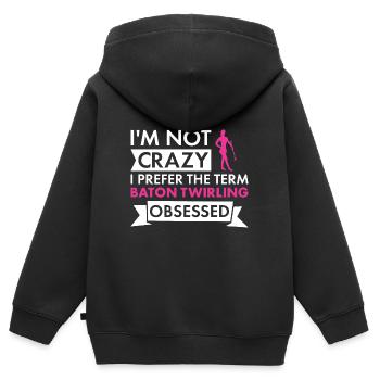 Baton Twirler Je ne suis pas fou Baton Twirling - Sweat Premium à capuche zippé enfant bio - noir - Dos - AI Model Kid Male (0cm)