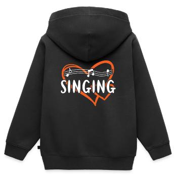 Chanteur Chant Coeur - Sweat Premium à capuche zippé enfant bio - noir - Dos - AI Model Kid Male (0cm)