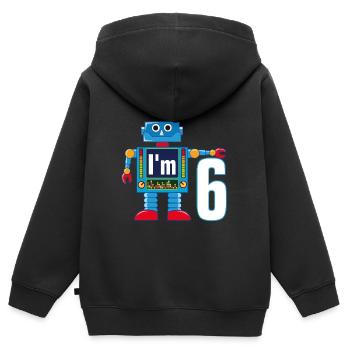 Robot 6 ans - Sweat Premium à capuche zippé enfant bio - noir - Dos - AI Model Kid Male (0cm)