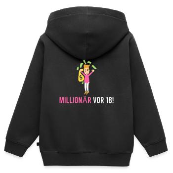 Millionär vor 18! - Kinder Premium Organic Zip Hoodie - Schwarz - Hinten - AI Model Kid Male (0cm)