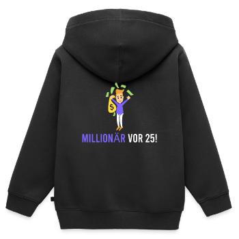 Millionär vor 25! - Kinder Premium Organic Zip Hoodie - Schwarz - Hinten - AI Model Kid Male (0cm)