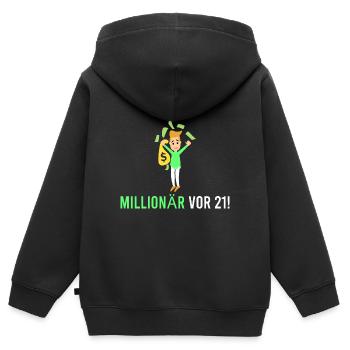 Millionär vor 21! - Kinder Premium Organic Zip Hoodie - Schwarz - Hinten - AI Model Kid Male (0cm)