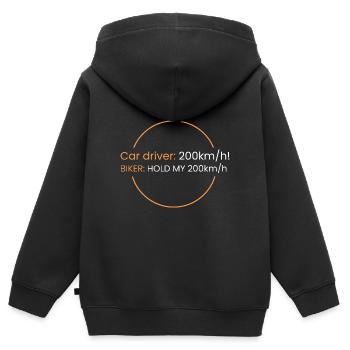 Pour les motocyclistes, 200 km/h ne sont rien - Sweat Premium à capuche zippé enfant bio - noir - Dos - AI Model Kid Male (0cm)