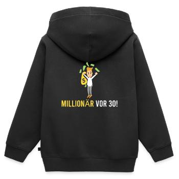 Millionär vor 30! - Kinder Premium Organic Zip Hoodie - Schwarz - Hinten - AI Model Kid Male (0cm)