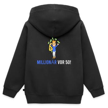 Millionär vor 50! - Kinder Premium Organic Zip Hoodie - Schwarz - Hinten - AI Model Kid Male (0cm)