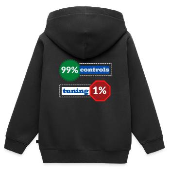 1% Abstimmung 99% Kontrollen - Kinder Premium Organic Zip Hoodie - Schwarz - Hinten - AI Model Kid Male (0cm)