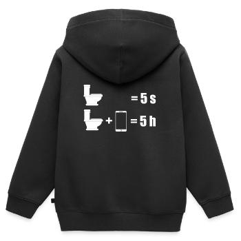 Toilette und Handy - Kinder Premium Organic Zip Hoodie - Schwarz - Hinten - AI Model Kid Male (0cm)