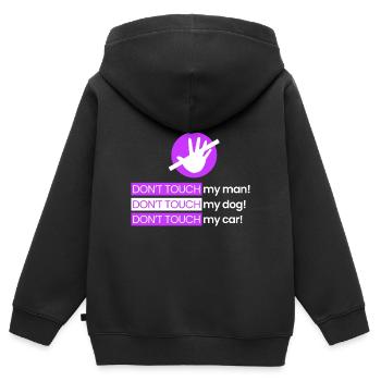Rühr meinen Mann, meinen Hund, mein Auto nicht an - Kinder Premium Organic Zip Hoodie - Schwarz - Hinten - AI Model Kid Male (0cm)