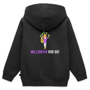 Millionär vor 60! - Kinder Premium Organic Zip Hoodie - Schwarz - Hinten - AI Model Kid Male (0cm)