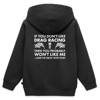 Sport si tu ne m’aimes pas course de dragster - Sweat Premium à capuche zippé enfant bio - noir - Dos - AI Model Kid Male (0cm)