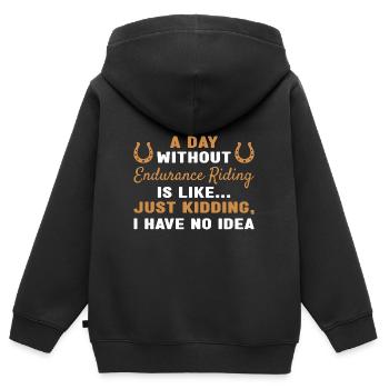 Cycliste Une journée sans conduite d’endurance - Sweat Premium à capuche zippé enfant bio - noir - Dos - AI Model Kid Male (0cm)
