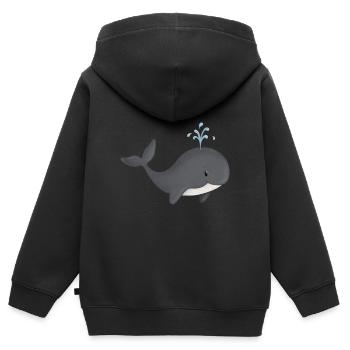 niedlicher Wal - Kinder Premium Organic Zip Hoodie - Schwarz - Hinten - AI Model Kid Male (0cm)