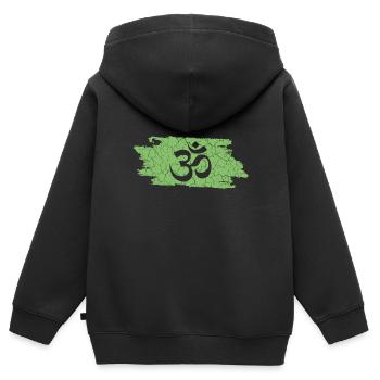 Om - Kinder Premium Organic Zip Hoodie - Schwarz - Hinten - AI Model Kid Male (0cm)