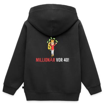 Millionär vor 40! - Kinder Premium Organic Zip Hoodie - Schwarz - Hinten - AI Model Kid Male (0cm)