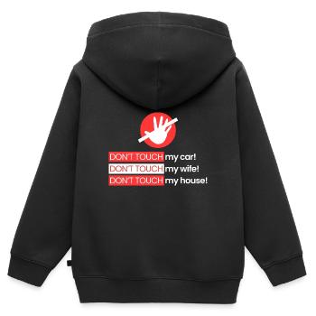 Rühr mein Auto, meine Frau, mein Haus nicht an - Kinder Premium Organic Zip Hoodie - Schwarz - Hinten - AI Model Kid Male (0cm)