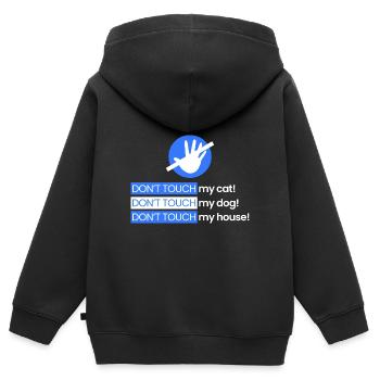 Rühr meine Katze, meinen Hund, mein Haus nicht an - Kinder Premium Organic Zip Hoodie - Schwarz - Hinten - AI Model Kid Male (0cm)