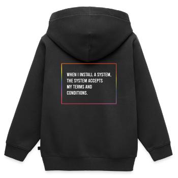 Wenn ich ein System installiere... - Kinder Premium Organic Zip Hoodie - Schwarz - Hinten - AI Model Kid Male (0cm)