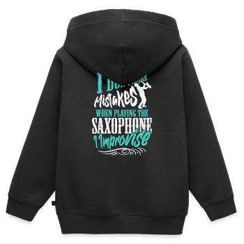 Je ne fais pas de mistakes quand on joue les saxophones - Sweat Premium à capuche zippé enfant bio - noir - Dos - AI Model Kid Male (0cm)