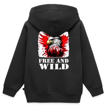 Free & Wild Eagle: Unleash your strength - Kinder Premium Organic Zip Hoodie - Schwarz - Hinten - AI Model Kid Male (0cm)