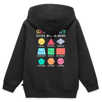Geometrie hält Sie in Form, geometrische Formen - Kinder Premium Organic Zip Hoodie - Schwarz - Hinten - AI Model Kid Male (0cm)