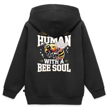 abeille abeille apicultrice abeille abeille - Sweat Premium à capuche zippé enfant bio - noir - Dos - AI Model Kid Male (0cm)
