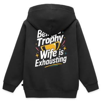 Frau Ehefrau Partnerin Familie Verheiratet - Kinder Premium Organic Zip Hoodie - Schwarz - Hinten - AI Model Kid Male (0cm)